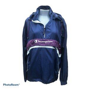 CHAMPION Windbreaker Hoodie 3/4 zip Sz M